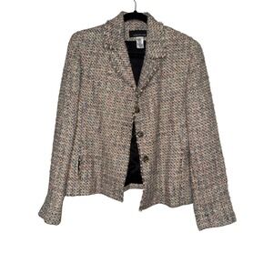 Jones‎ New York Tweed Blazer Jacket Women Size 12 Multi Color Textured Classic